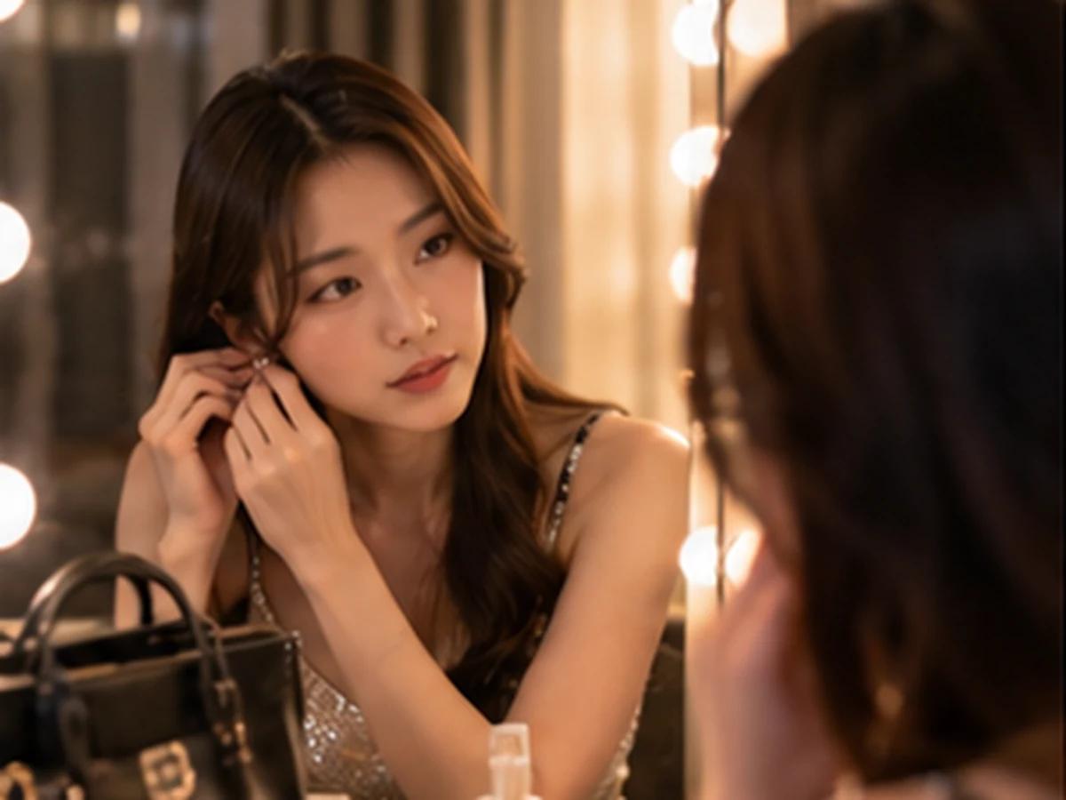舞廳小姐上班前整理服裝妝髮